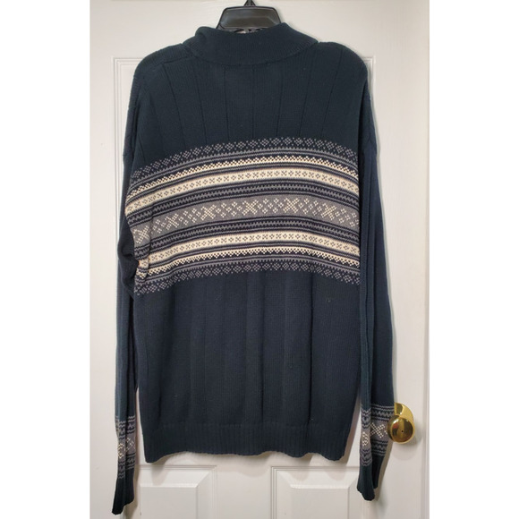 Dockers Men’s Nordic Pattern Cotton Jacquard Sweater Half-Zip Black Size L NWT - Picture 3 of 12